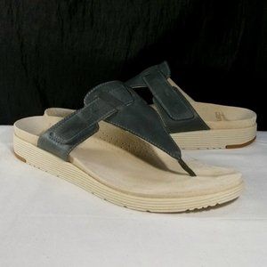 DANSKO CECE DENIM BLUE BURNISHED LEATHER THONG WEDGE SANDALS 11M 41 4610726100